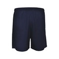 Navy blue kids running shorts with elastic waistband and side seams
