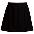 Black A-line skort with elasticated waistband and smooth cotton panel construction