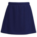 Navy blue A-line skort with elasticated waistband, smooth flat front panel, packshot