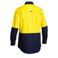High visibility yellow and navy ripstop work shirt with contrasting panels and back ventilation yoke