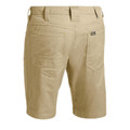 Sand khaki men's ripstop work shorts rear view showing twin back pockets, belt loops and branded tab