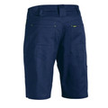 Navy ripstop work shorts with reinforced back pockets and yellow contrast stitching details