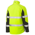 Hi-vis yellow puffer jacket with reflective silver tape and charcoal contrast panels on sleeves and sides
