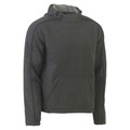 Charcoal marle fleece hoodie with kangaroo pocket and adjustable hood shown from front angle