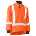 Fluoro orange hi-vis polar fleece with silver X-pattern reflective tape, quarter zip and charcoal trim
