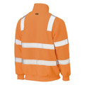 Orange hi-vis polar fleece jumper with white reflective tape across shoulders, back and sleeves