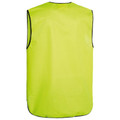Hi-vis yellow safety vest with black contrast piping on shoulders and sides, rear view