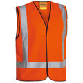 Hi vis orange safety vest with silver reflective tape in X back configuration and black edge trim