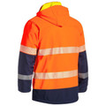 Hi-vis orange and navy ripstop fleece jacket with reflective segmented tape across back and sleeves