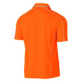 Hi-vis orange polo shirt with reflective piping detail along raglan seams and collar
