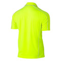 Safety yellow hi-vis polo shirt back view with reflective piping detail along seams and collar