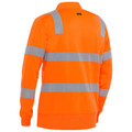 Hi vis orange long sleeve quarter-zip pullover, rear view showing reflective tape bands across torso and shoulder