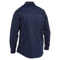 Navy long sleeve ripstop work shirt rear view showing vented back yoke and button cuffs
