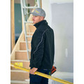 Black bonded micro fleece windproof jacket with contrast white piping detail and full zip closure