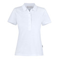 White women's cotton polo shirt with collar and button placket, short sleeves