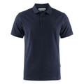 Navy blue cotton polo shirt with classic collar and three-button placket