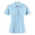Light blue short sleeve polo shirt with button placket and collar in modern cotton-lycra blend