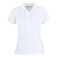 White women's polo shirt with collar, button placket and short sleeves in stretch cotton blend