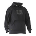 Charcoal grey pullover hoodie with kangaroo pocket and contrast white chest print