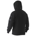 Black Bisley Men's Fleece Stretch Work Hoodie Jumper with a kangaroo pocket, designed for durable workwear in cold conditions.
