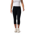 Black high-rise capri leggings with fitted silhouette and mid-calf length