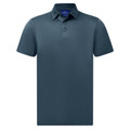 Steel blue polo shirt with classic collar and textured jacquard knit fabric
