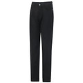 Black chino pants with silver button fastening and front pockets in jean-style cut