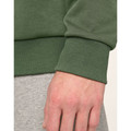 Olive green sweatshirt cuff detail showing ribbed knit trim on sleeve hem