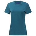 Women's teal crew neck t-shirt with short sleeves and smooth cotton finish