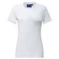 White women's crew neck t-shirt with short sleeves and smooth cotton finish