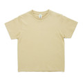 Soft butter cream youth t-shirt with crew neck and short sleeves on white background