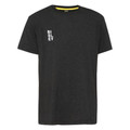 Charcoal marle crew neck cotton tee with vertical white Bisley logo print on left chest