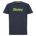 Charcoal crew neck tee with lime green Bisley logo print on chest