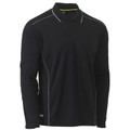 Black long sleeve polo shirt with reflective piping detail on collar, shoulders and sides