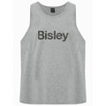Grey marle cotton jersey singlet with dark grey Bisley logo print on chest