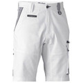 Bisley men's white painters cargo shorts with contrast highlights, industrial pockets, and a utility loop, made from durable cotton canvas drill for trade workwear.