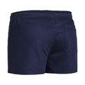 Navy rugby shorts with elastic waistband and back pocket in cotton drill fabric