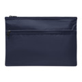 Navy blue large flat zip pouch with secondary front zip pocket, smooth panel ideal for decoration