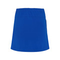 Royal blue women's skort with elastic waistband and flat front panel for decoration