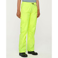 Fluorescent yellow waterproof rain pants with elasticated waist and black drawstring detail