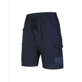 Navy SAND Unisex Cuffed Work Shorts in durable cotton stretch drill, featuring a tapered jogger-style fit, elasticated cuffs, and reinforced pockets for trade and construction.