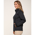AMOS Ladies Sustainable Softshell Jacket made from recycled materials, featuring a windproof outer, breathable fabric, and a tailored corporate fit for eco-conscious businesses.