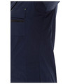 Midnight navy stretch ripstop shirt detail showing perforated side panel, chest zip pocket and technical fabric texture