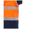 Hi-vis orange and navy ripstop work shirt with reflective tape stripes and chest pocket