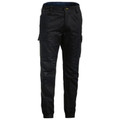 Black ripstop cargo pants with knee panel reinforcement and elasticated cuffs
