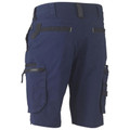 Navy cargo shorts rear view showing black zip pockets, contrast panelling and multi-pocket utility design