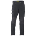 Charcoal stretch cargo work pants with reinforced knee panels, utility pockets and contrast dark grey detailing
