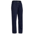 Navy work pants with cargo pockets and contrast stitching detail