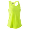 Bisley women's neon yellow racerback singlet with open back detail and curved hem, packshot