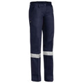 Navy drill work pants with silver reflective tape at lower legs and cargo pocket on thigh